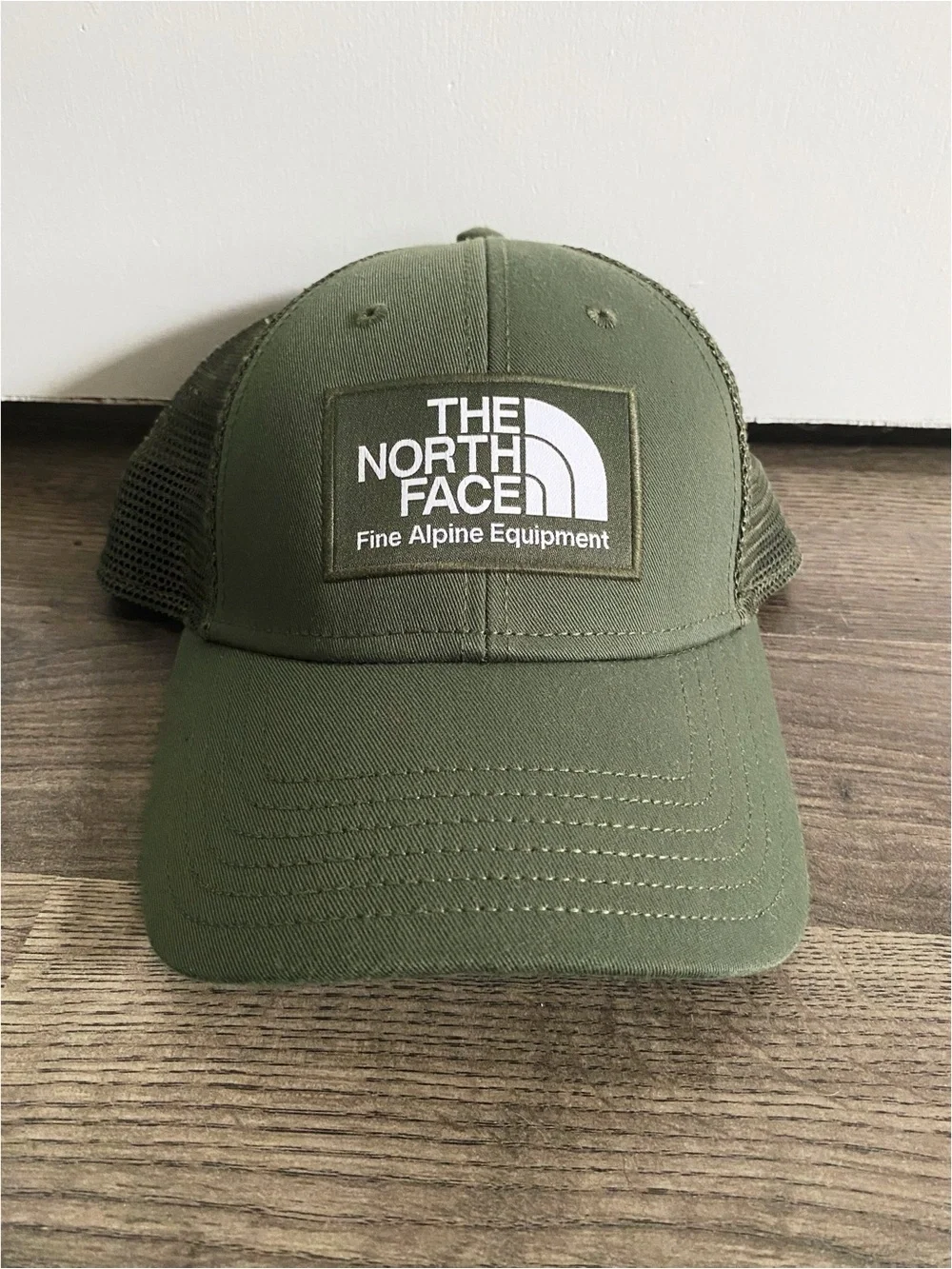 The North Face Olive Green Logo Trucker Hat
